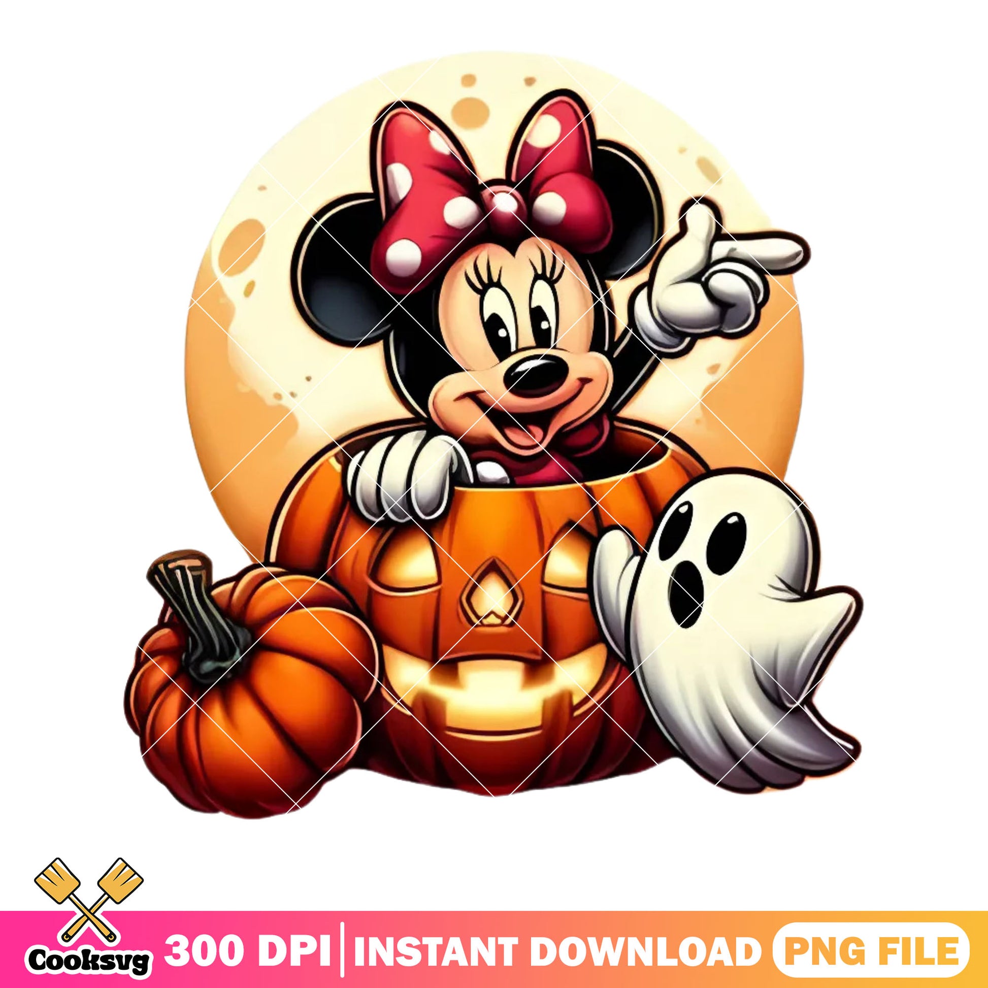 Huge pumpkin and minnie png, full moon night png, ghost baby​ png