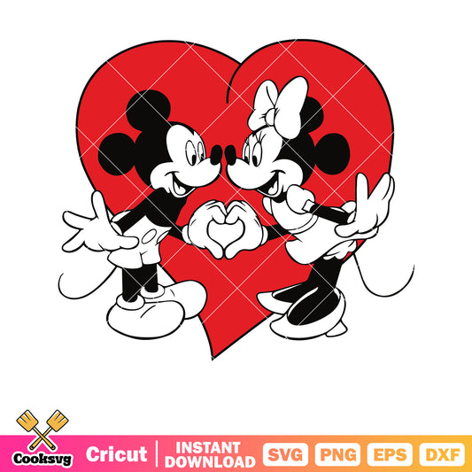 Huge red heart valentine mickey svg, red valentine svg, mickey valentine svg