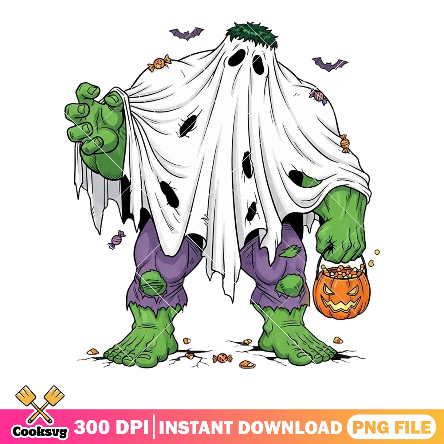 Hulk ghost png, marvel halloween png, ghost costumes png
