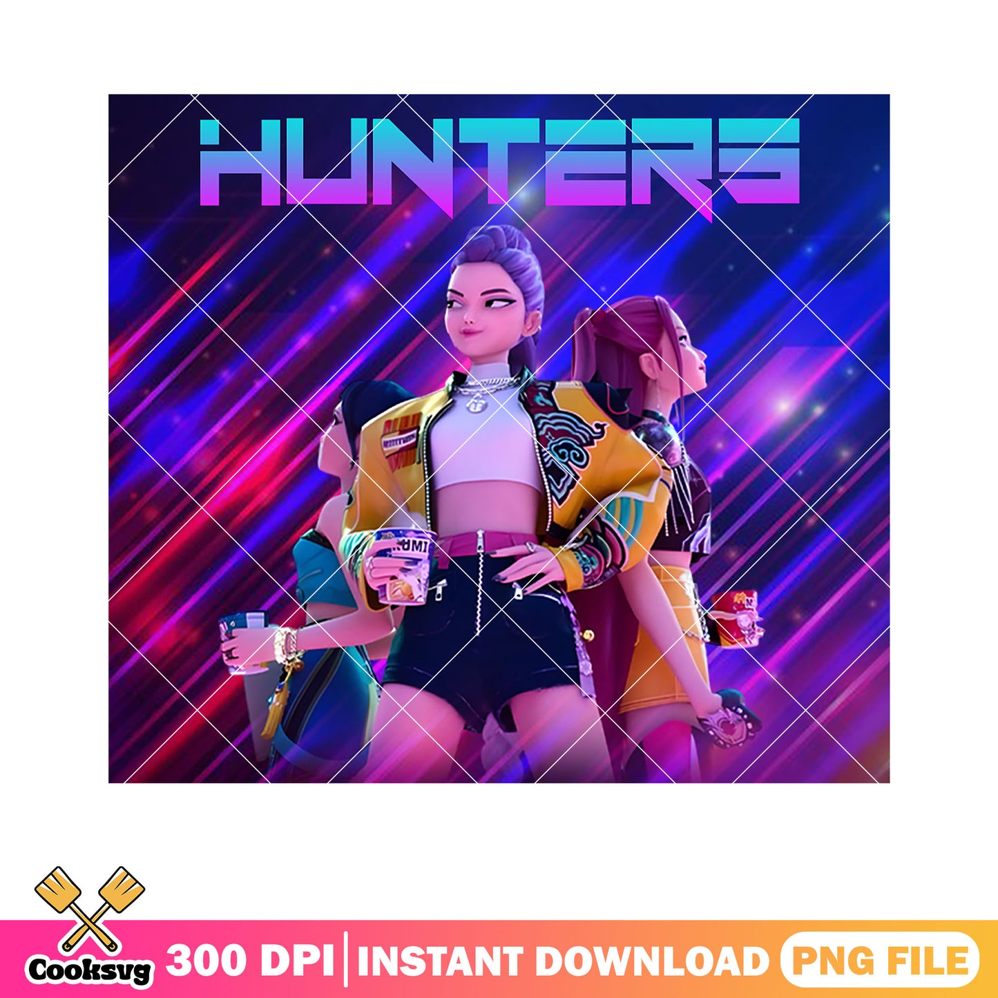 Hunters kpop noodles png, poster huntrix png, huntrix noodles png