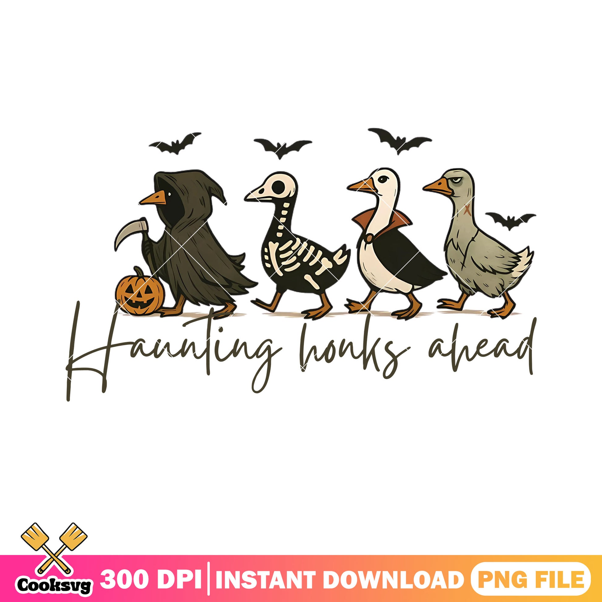 Hunting honks ahead png, skeleton costume png, scary halloween night png