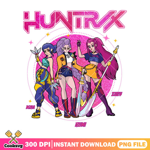 Huntrix 90s art style png, kpop demon hunters png, kpop huntrix png
