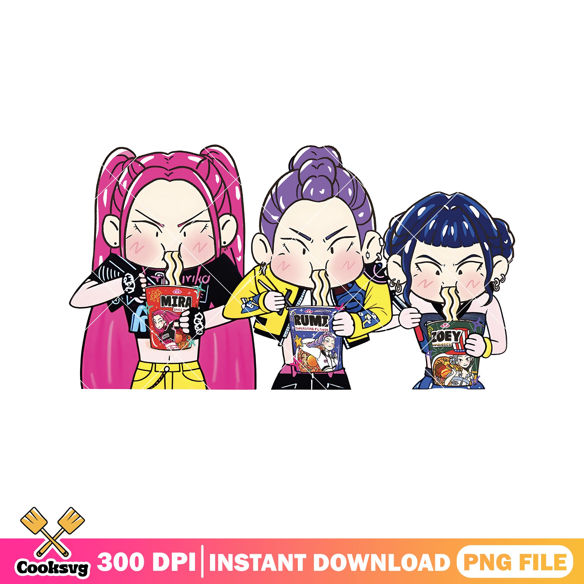 Huntrix and ramyeon png, huntrix ramyeon png, kpop huntrix png – Cooksvg