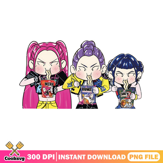 Huntrix and ramyeon png, huntrix ramyeon png, kpop huntrix png