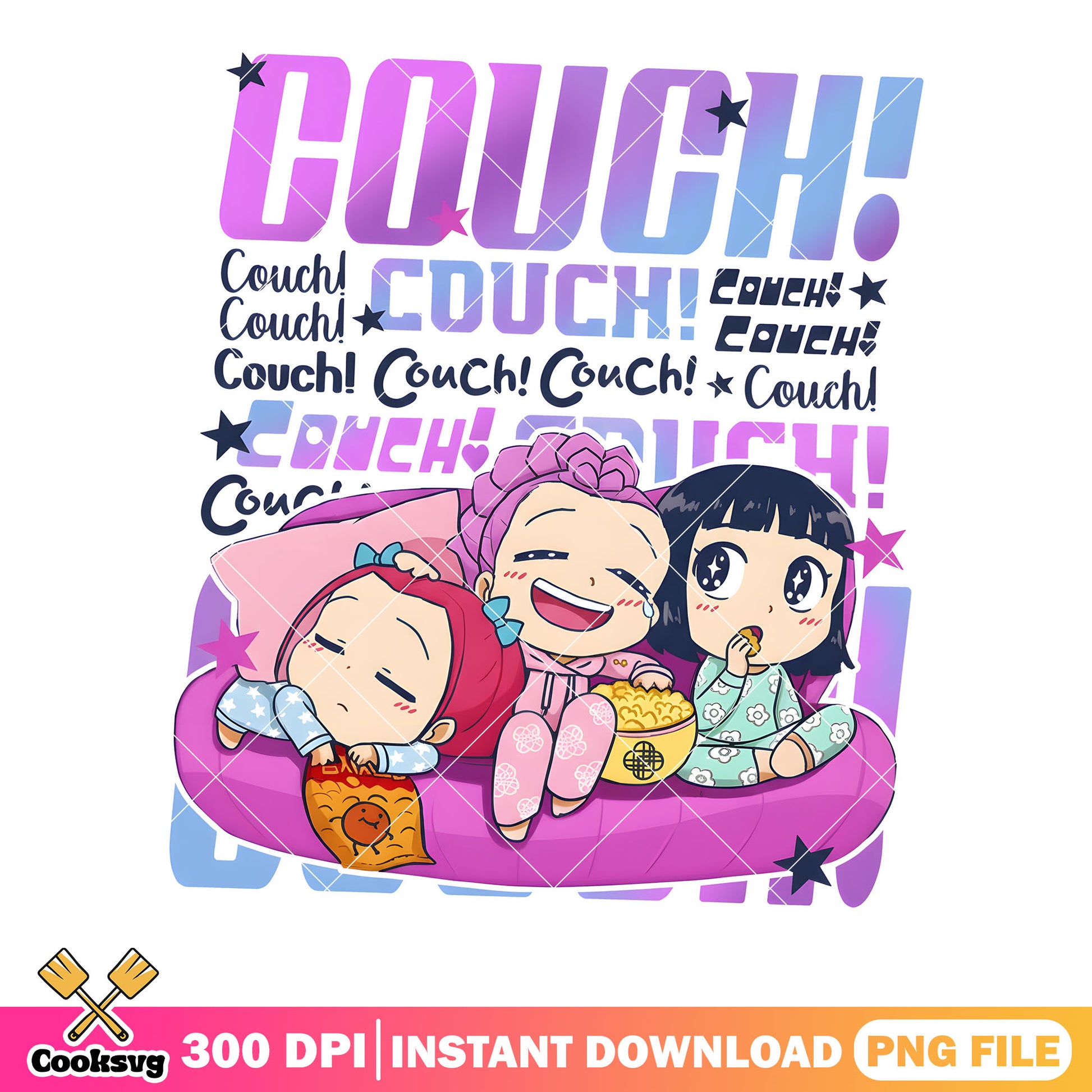Huntrix baby couch png, huntrix chibi png, cute huntrix png
