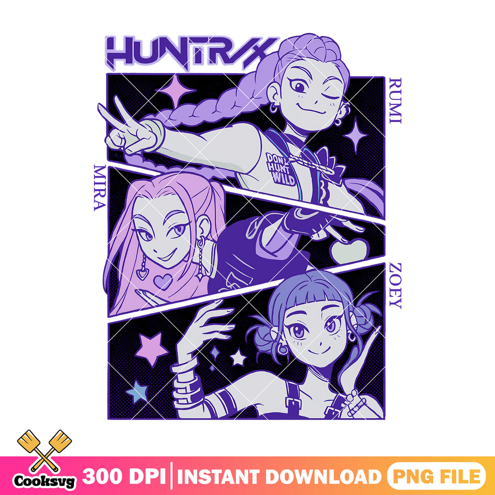 Huntrix band poster png, huntrix movie png, kpop demon hunters png ...
