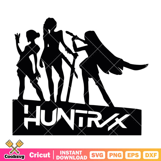 Huntrix band silhouette svg, huntrix kpop svg, huntrix netflix svg