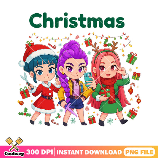 Huntrix christmas decor png, christmas decor png, rimu huntrix png