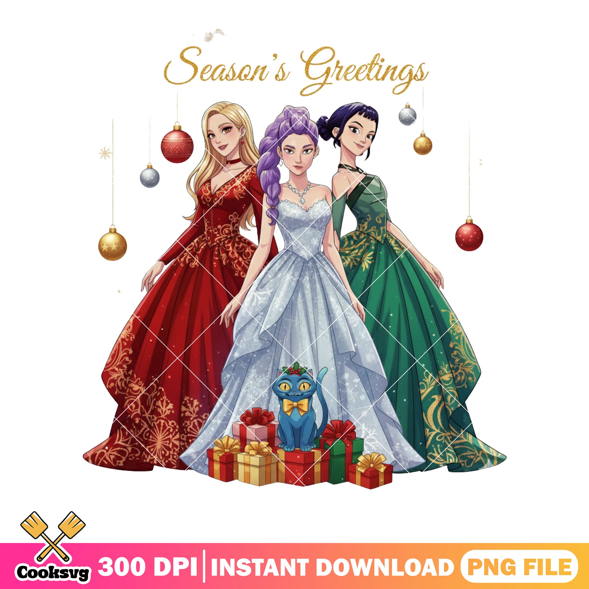 Huntrix christmas in evening dress png, kpop demon hunter png