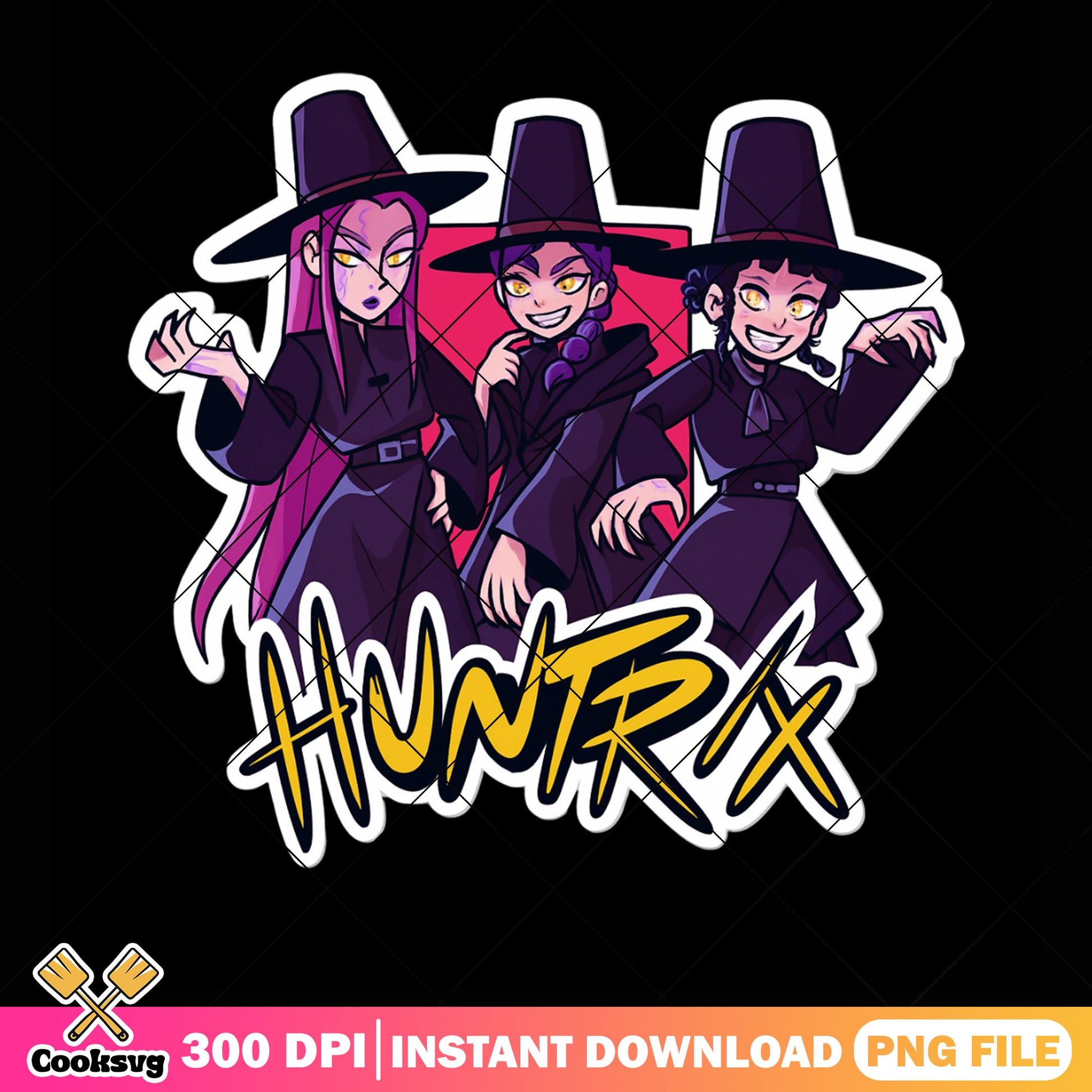 Huntrix demon cosplay png sticker, huntrix band png, kpop hunters png