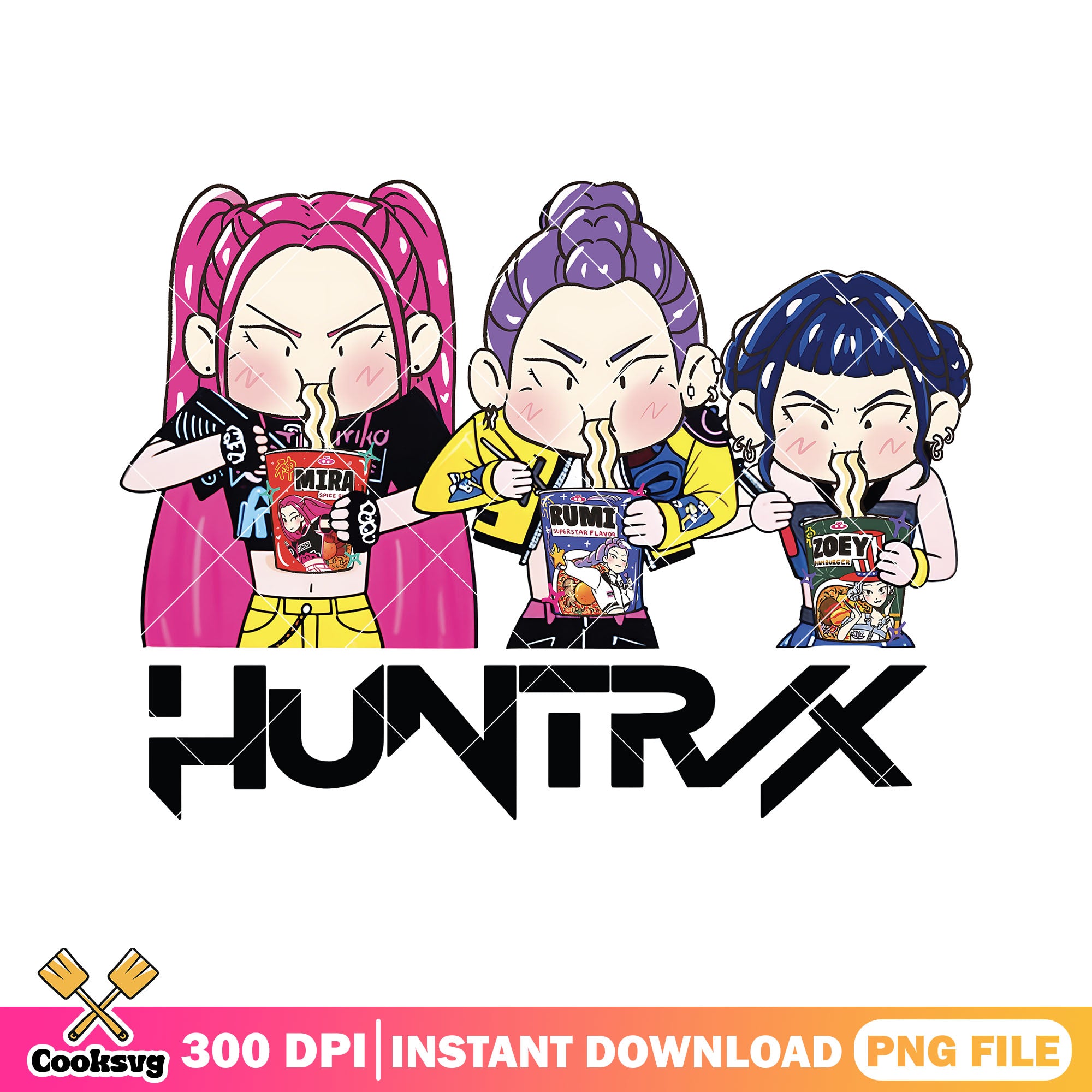 Huntrix eating ramyeon png, huntrix ramyeon png, kpop huntrix png – Cooksvg