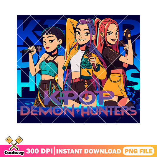 Huntrix girl pop star logo png, anime poster png, western cartoon png