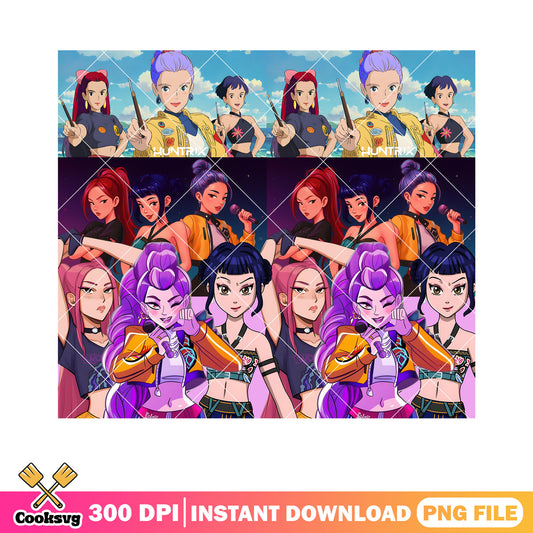 Huntrix girls ghibli style png, netflix png, kpop demon hunters png