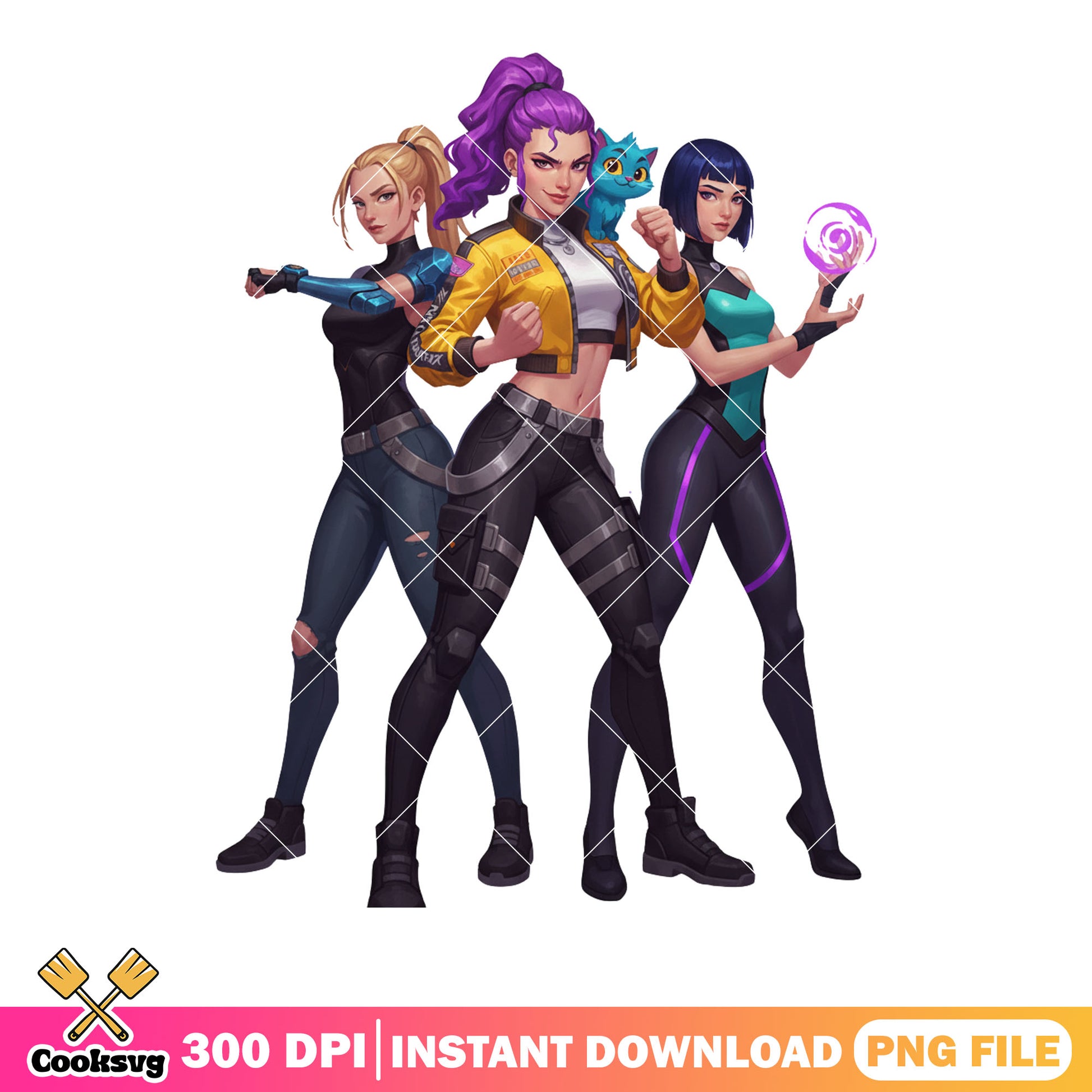 Huntrix have a nice cake png, huntrix girls png, kpop demon hunters png