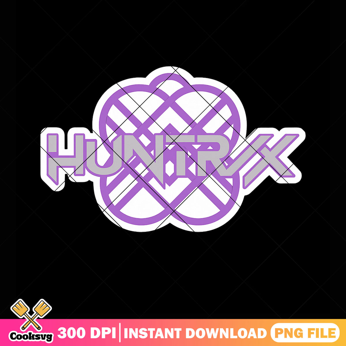 Huntrix logo design png sticker, huntrix band png, huntrix logo png