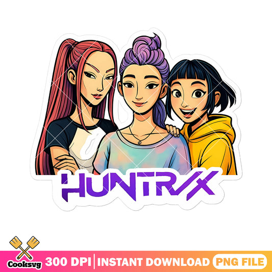 Huntrix logo member art png, huntrix movie png, huntrix kpop png