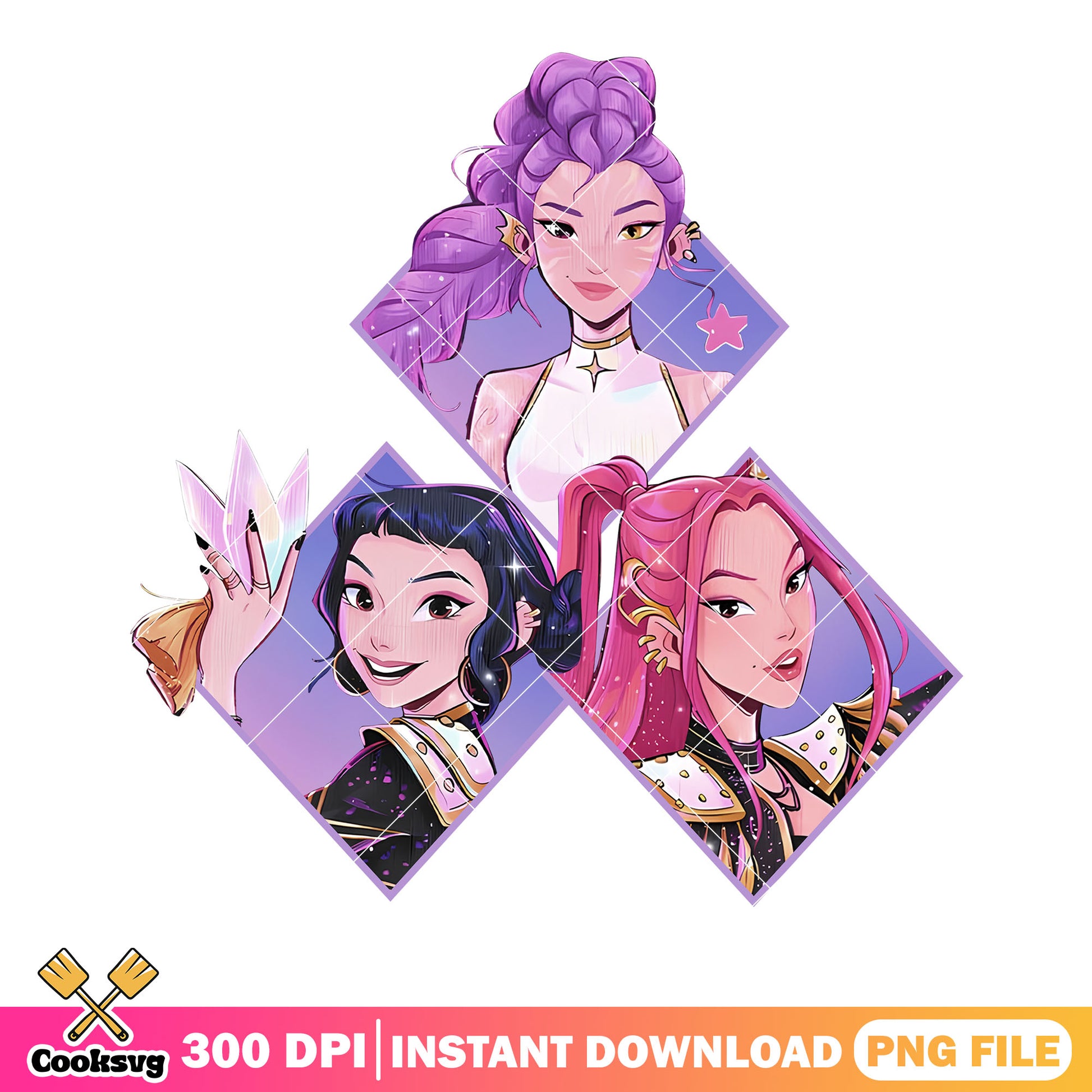 Huntrix logo members pose png, anime kpop pose png, logo huntrix png