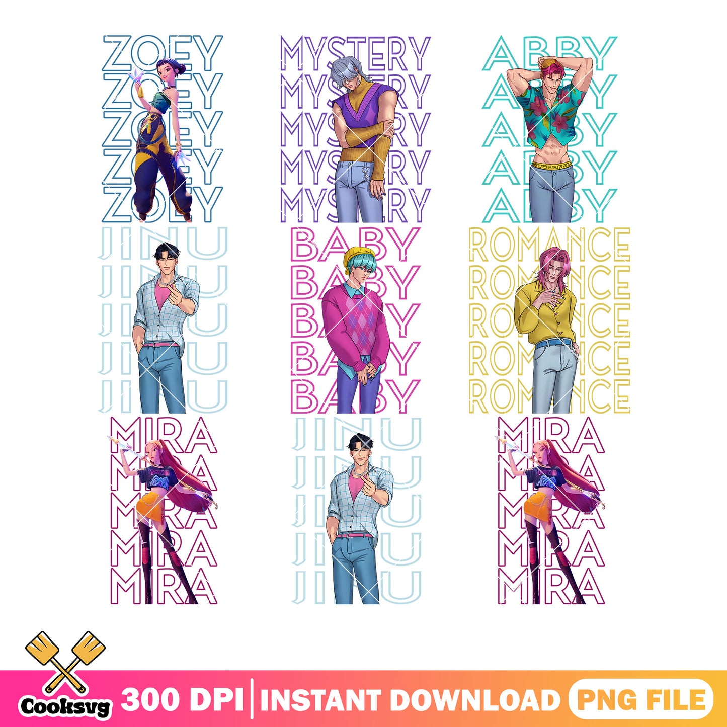 Huntrix saja boys png bundle, saja boys png, huntrix members​ png
