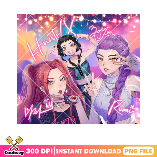 Huntrix signature png tumbler, huntrix kpop png, kpop netflix png