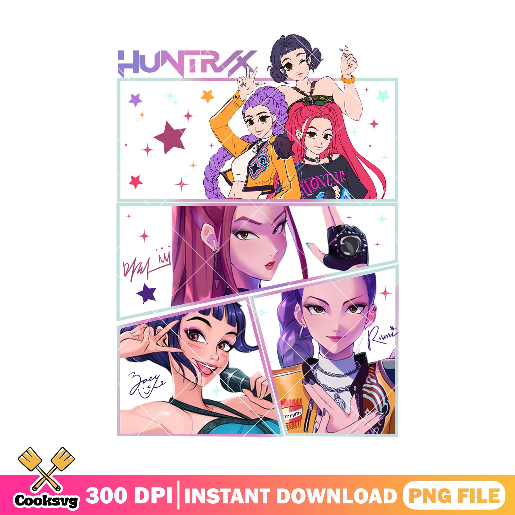 Huntrix sign perform night png, huntrix song png, kpop hunters png ...
