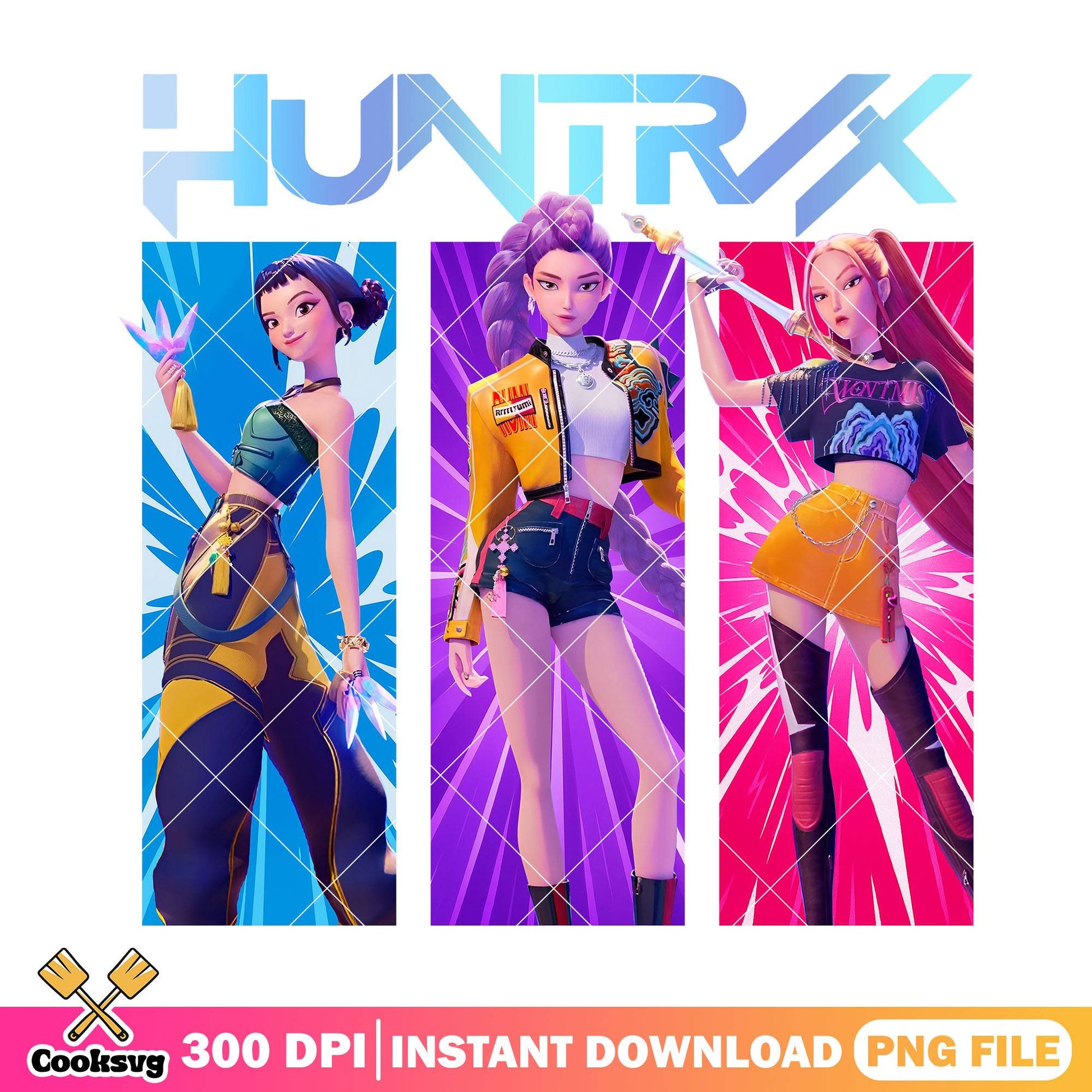 Huntrix slay pose design png, huntrix movie png, huntrix girl png