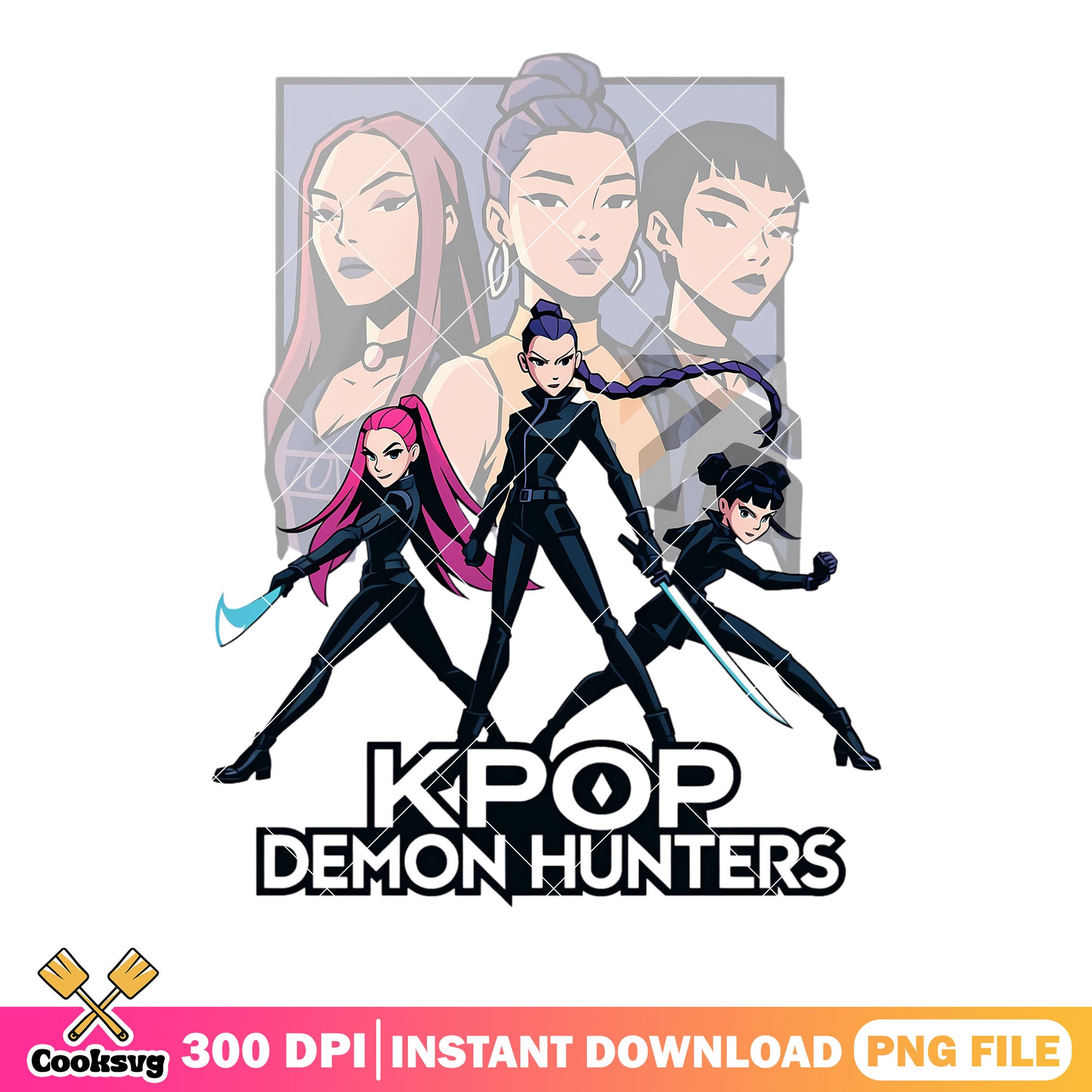 Huntrix spy hunters demon png, netflix png, demon hunters kpop png