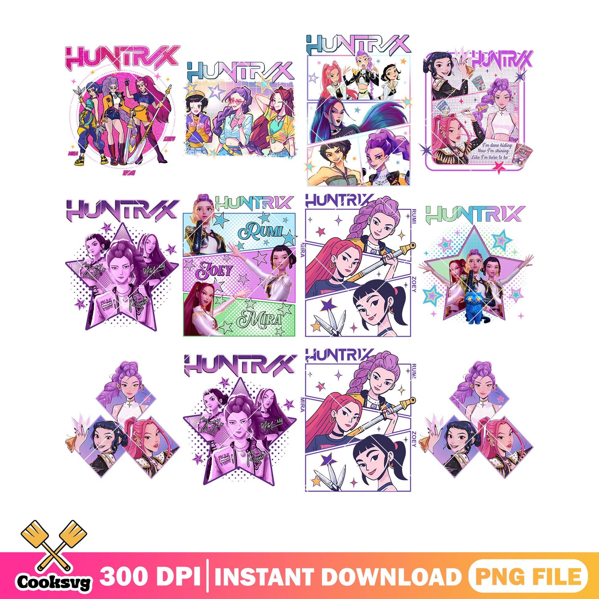 Huntrix star png bundle, huntrix movie​ png, huntrix songs​ png