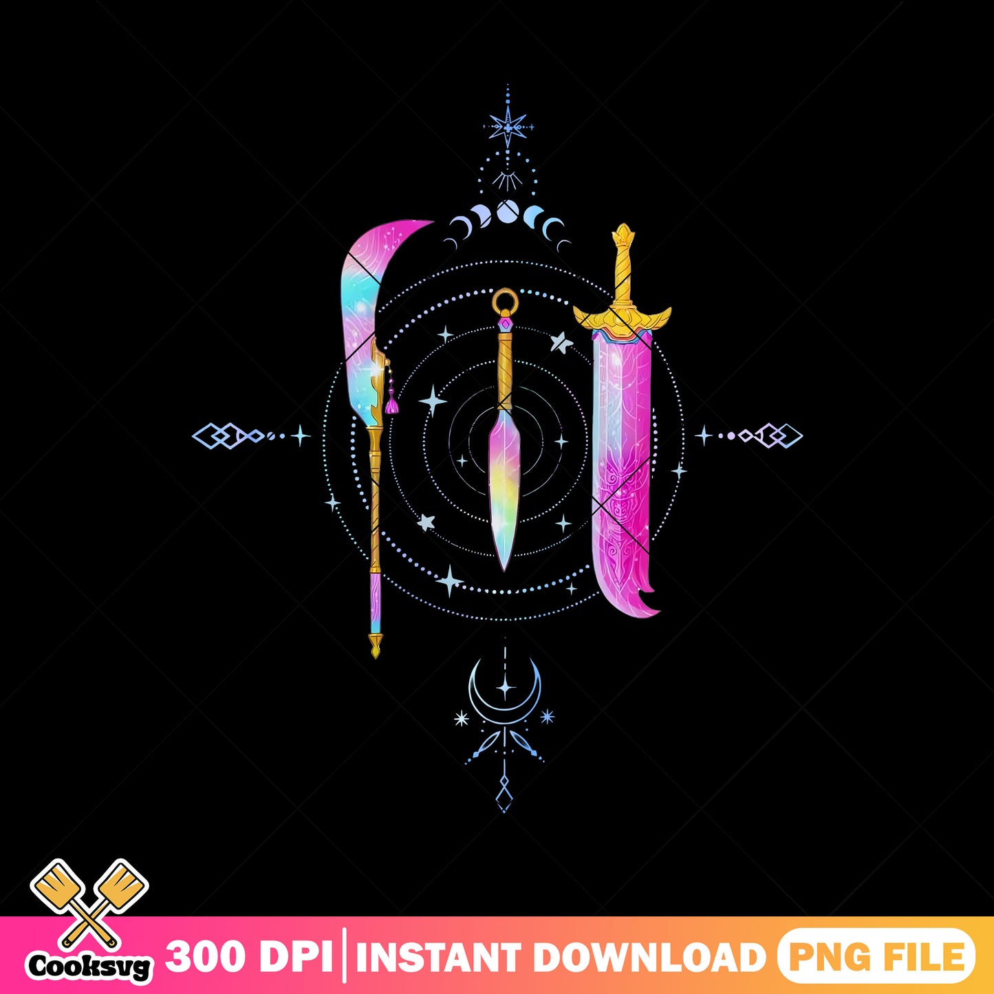 Huntrix weapon designs png, huntrix girl png, kpop hunters png
