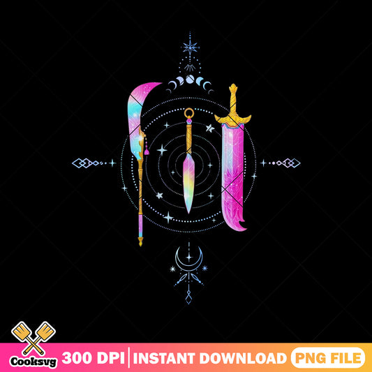 Huntrix weapon designs png, huntrix girl png, kpop hunters png
