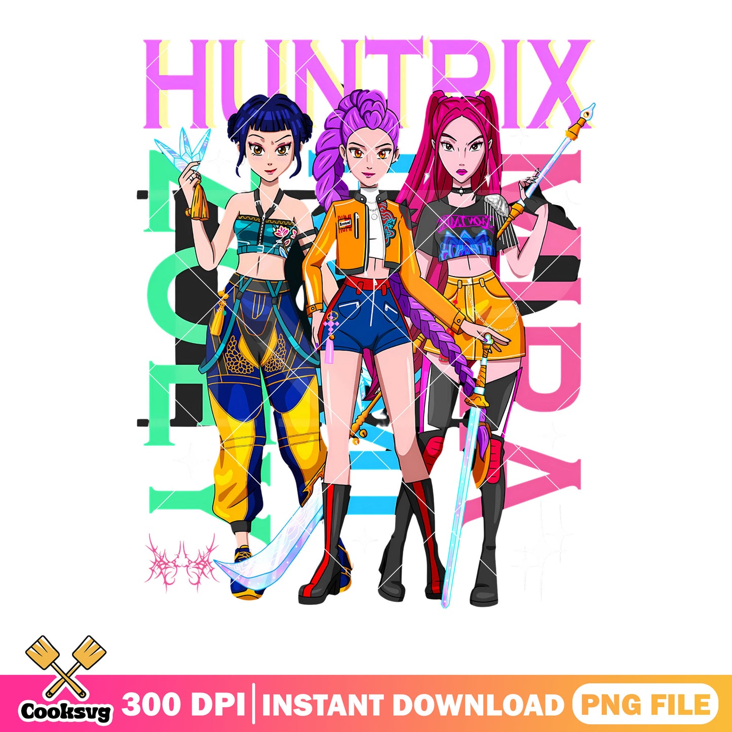 Huntrx anime pose poster png, huntrx kpop​ png, huntrx zoey​ png