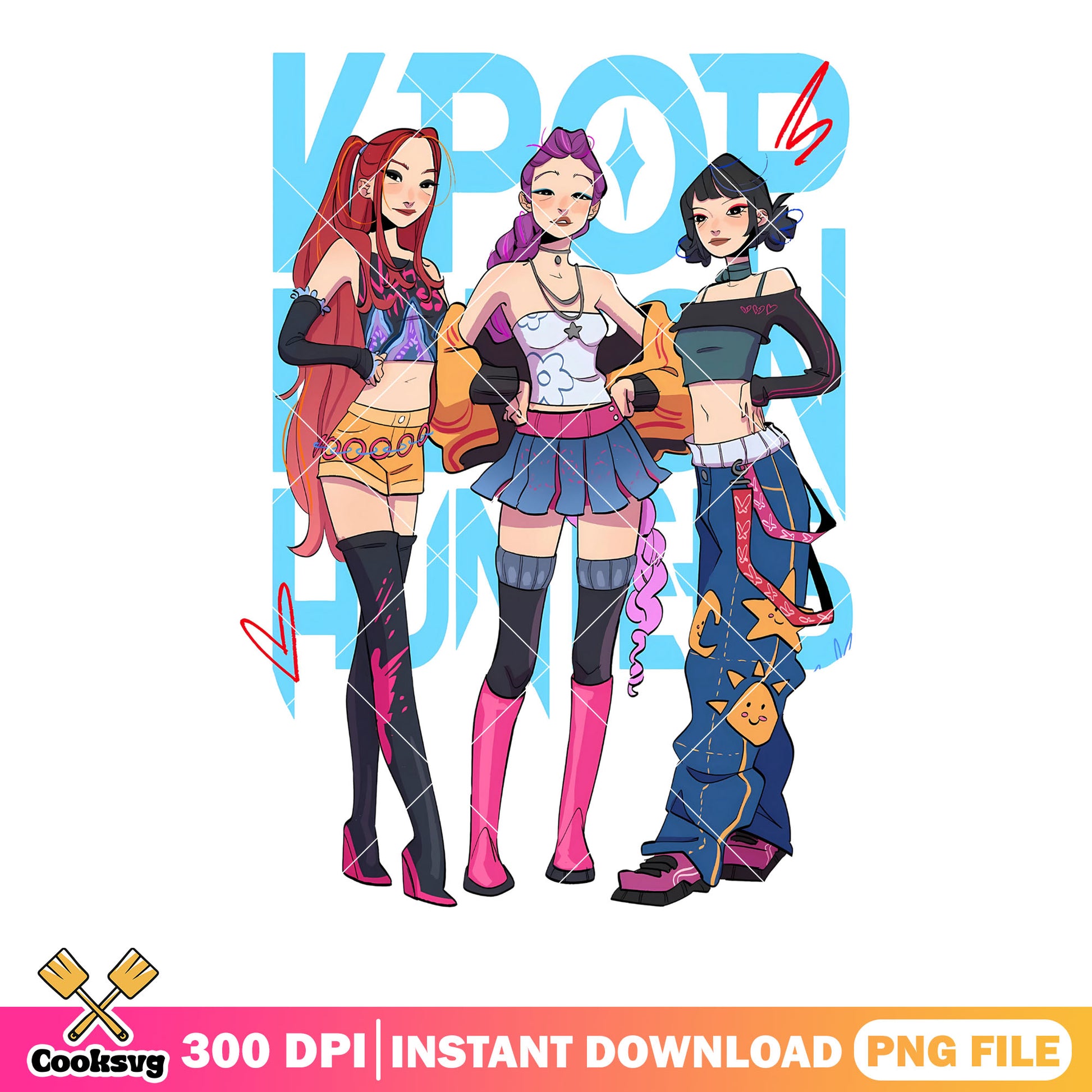Huntrx kpop anime png, mira rumi zoey png, fashion kpop png