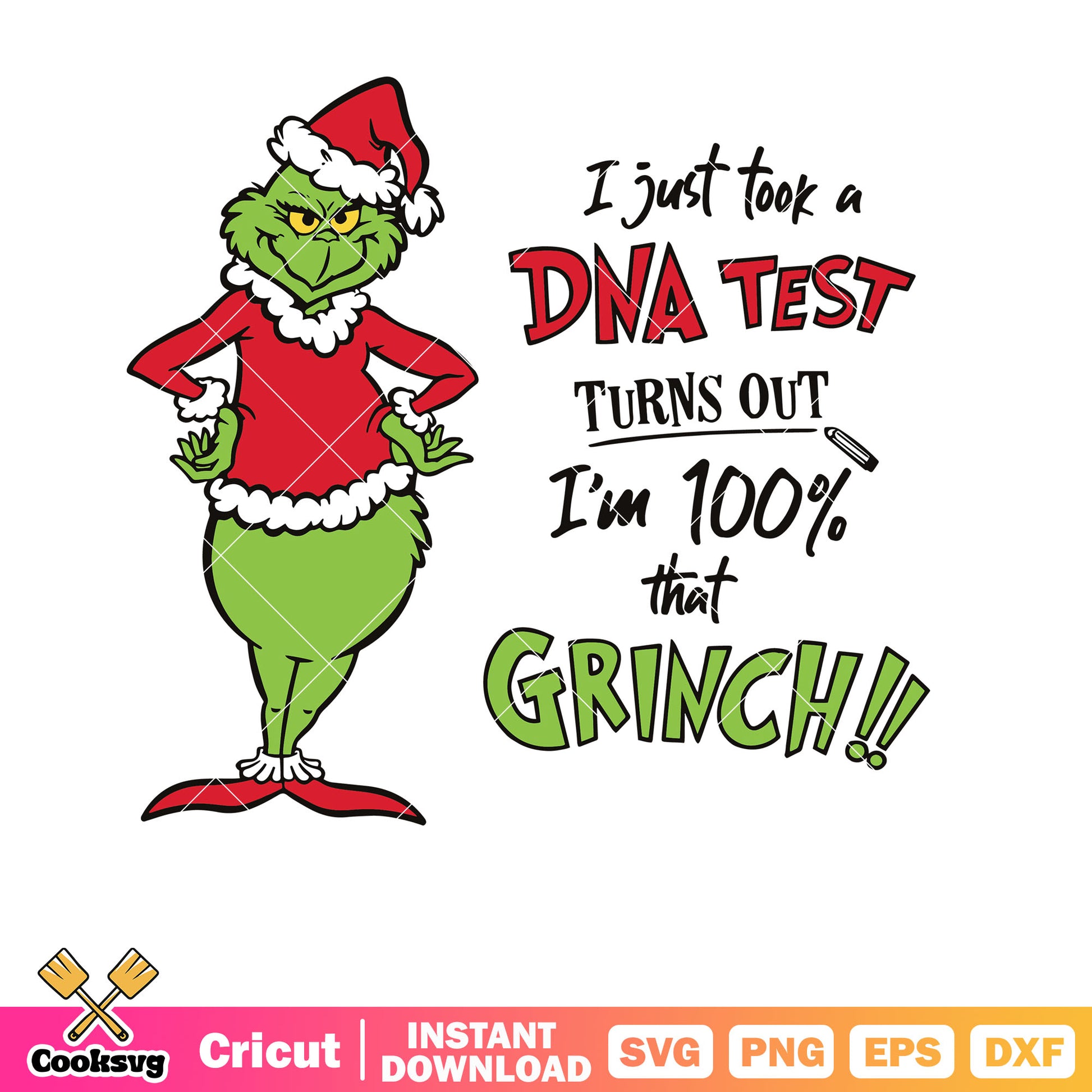 I Just Took a DNA Test Im 100 That Grinch svg, the grinch svg, grinch quotes svg