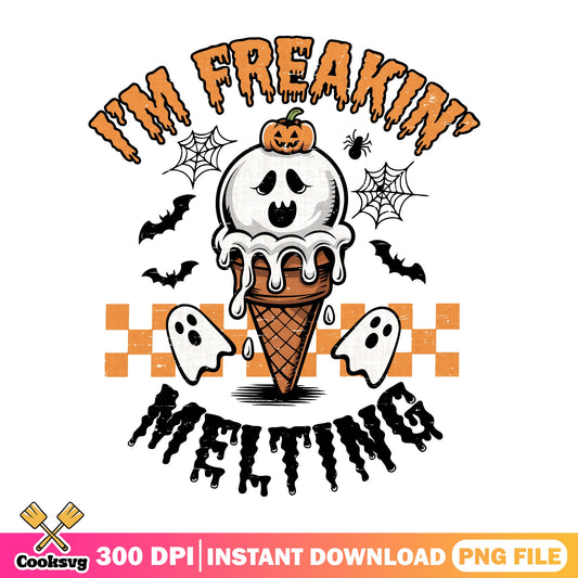 I'm Freakin Melting Halloween PNG, Ghost Ice Cream PNG, Spooky PNG