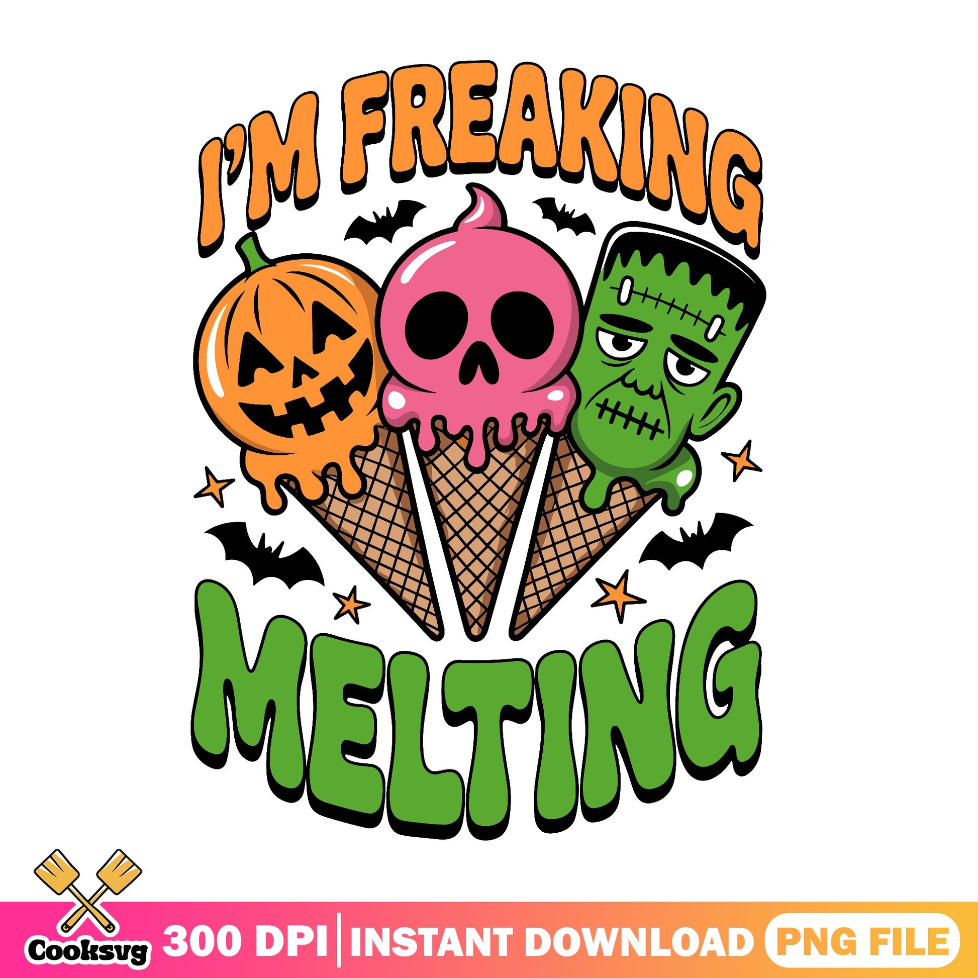 I'm Freaking Melting Halloween PNG, Spooky Ice Cream PNG, Halloween PNG