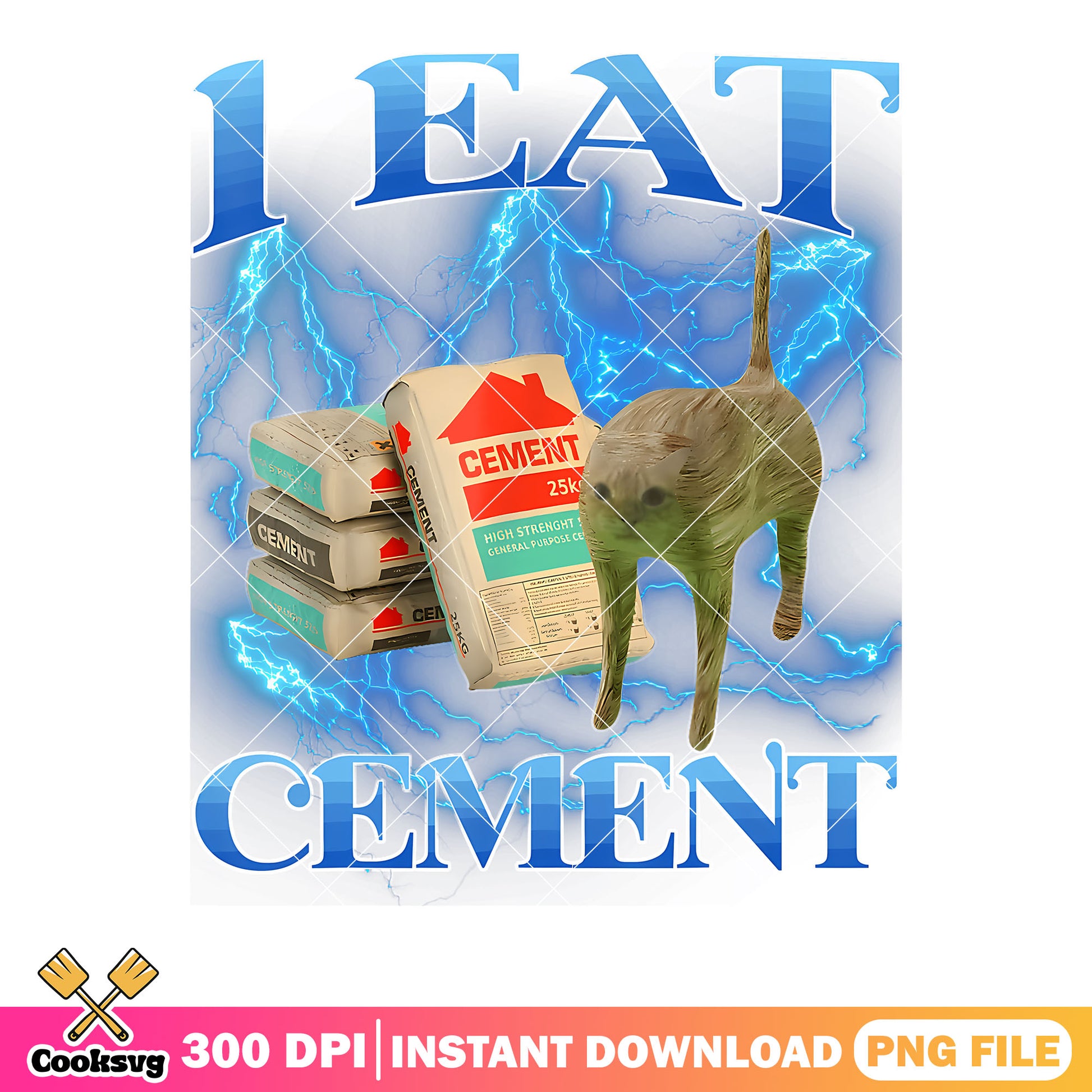 I cat Eat cement lightning png, funny memes png, funny cat​ ​png