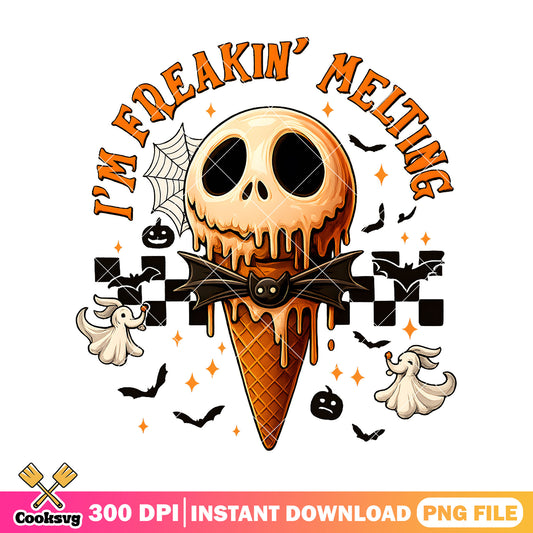 Ice cream jack melting png, freaked melt​ png, jack skellington png