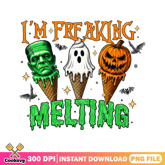 Ice cream melting monster png, horror movie png, halloween candy png