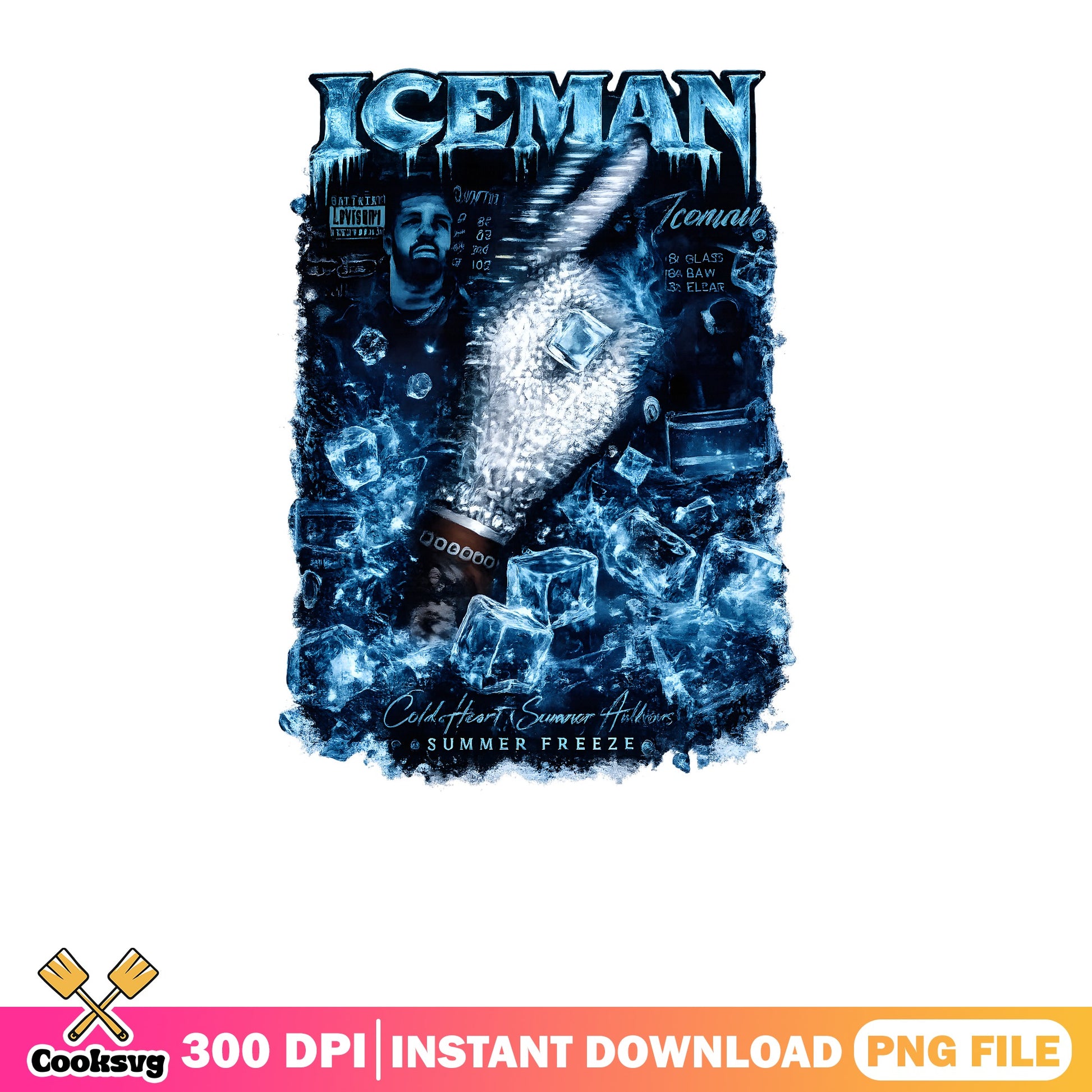 Iceman Summer Freeze PNG, Cold Heart Rap Graphic, Hip Hop PNG