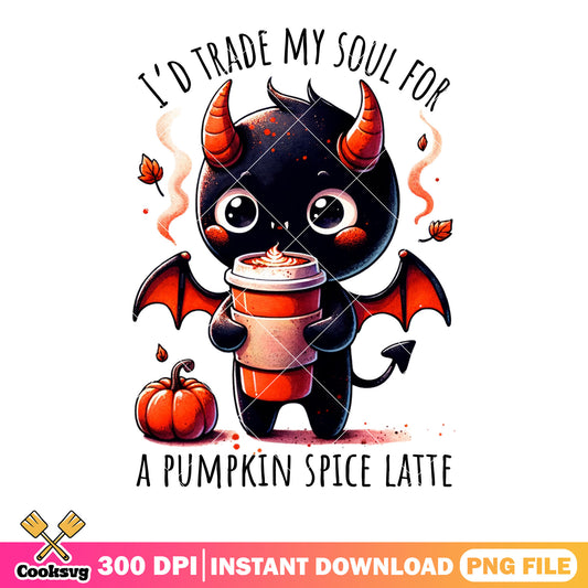 Id trade my soul for a pumpkin spice latte png, ​satan baby png