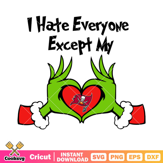 I hate everyone expert my svg, Tampa Bay Buccaneers svg, red heart svg
