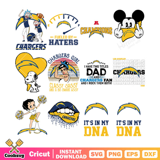 I have two titles dad and charges fan and i rock them both bundle svg, snoopy bundle svg