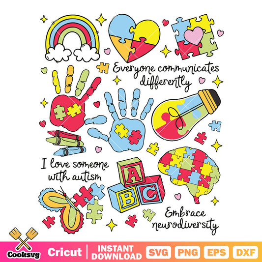 I love someone with autism svg, autism awareness​ svg, autism day​ svg