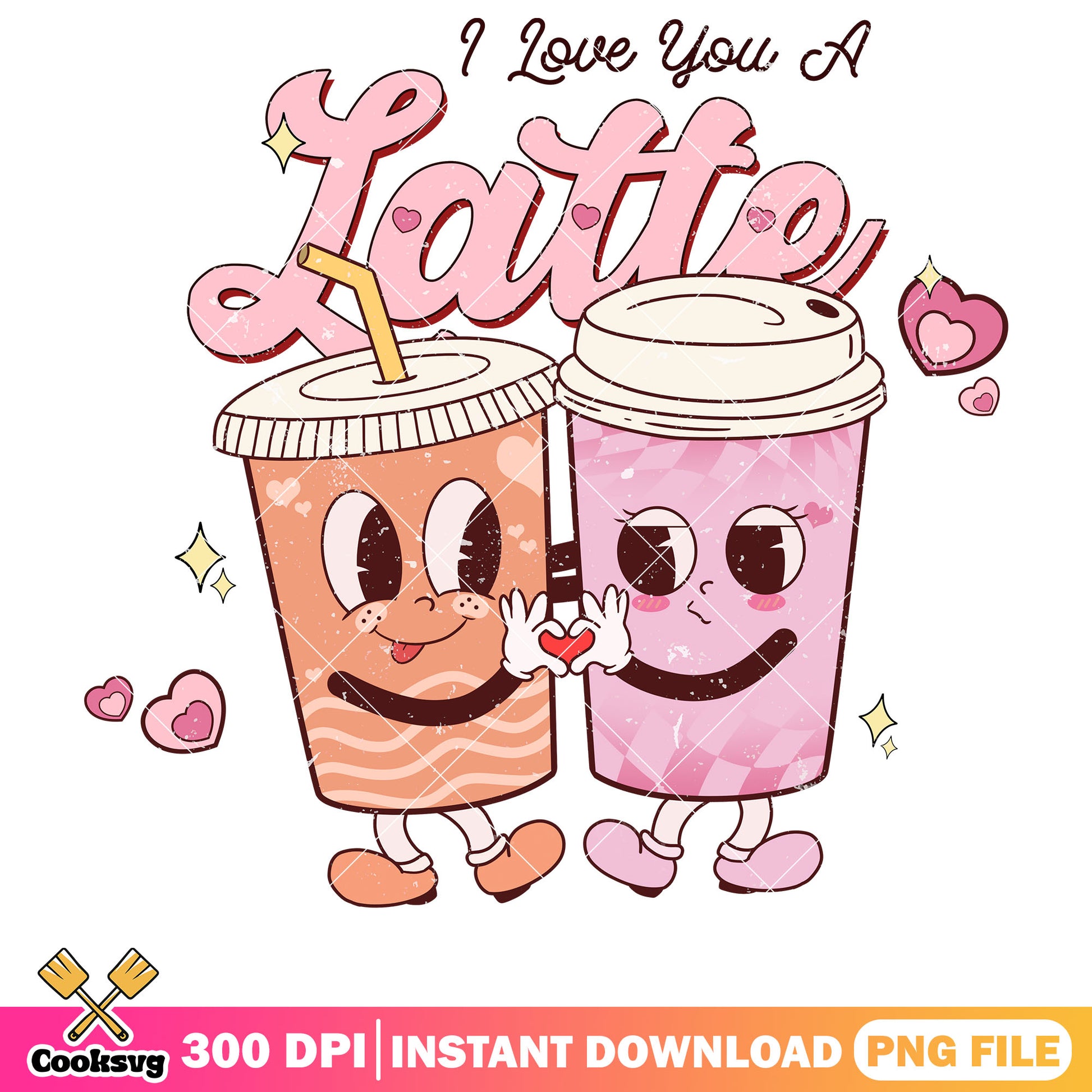 I love you a latte coffee mug png, coffee valentine png