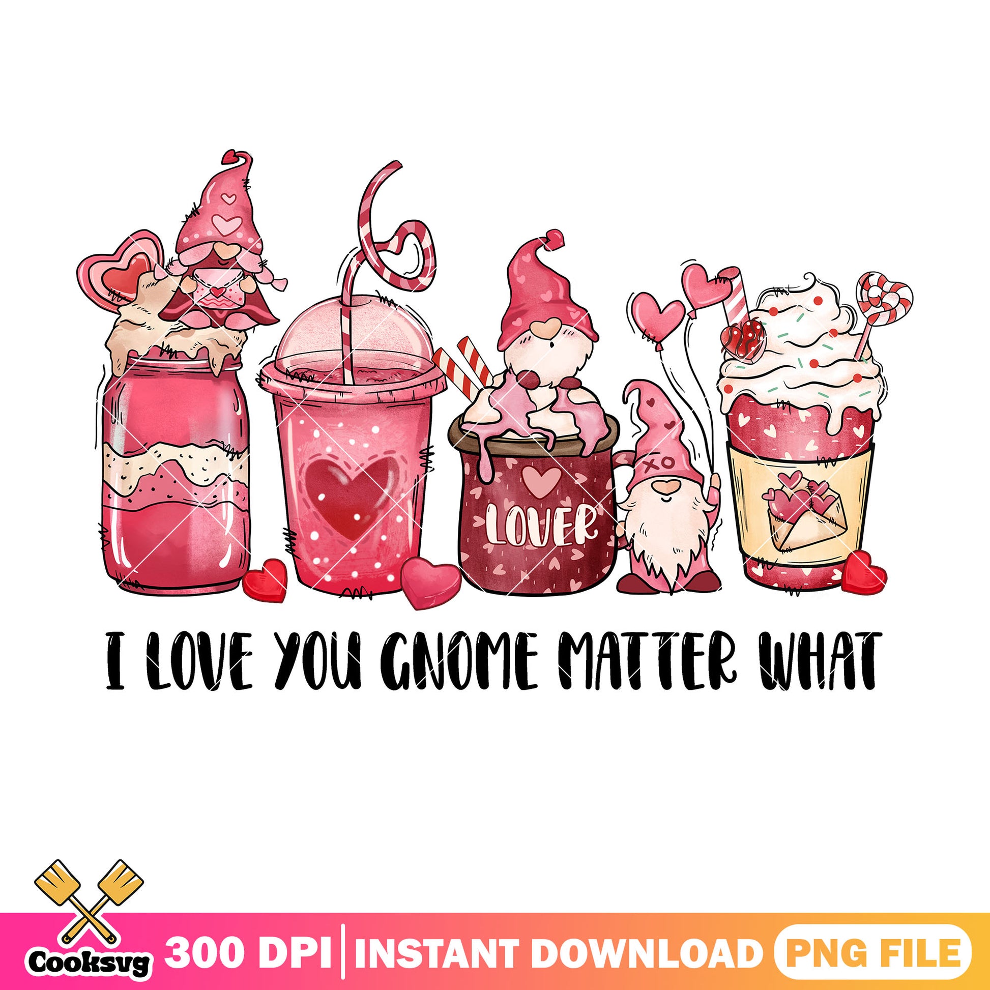 I love you gnome matter what png, gnome valentine png, valentine day png