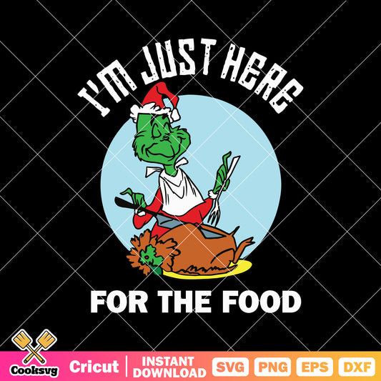 Im Just Here For The Food Christmas Grinch Svg, food christmas ornaments​ svg