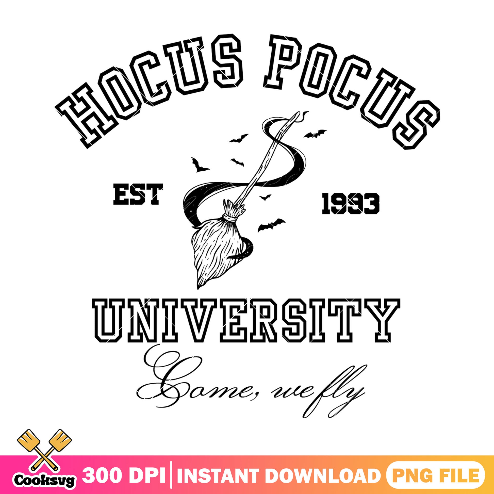 Image hocus pocus university png, halloween decor png, bat drawing​ png