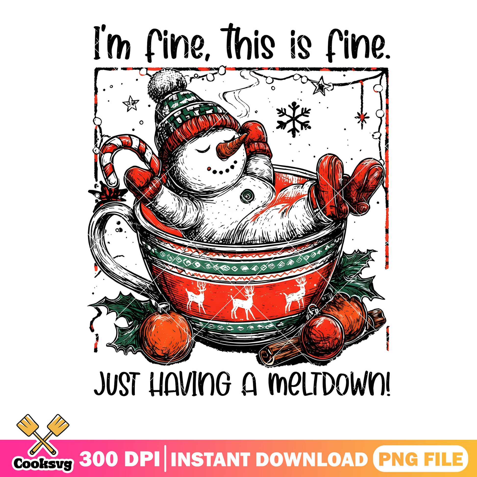 Im fine this is fine just having a meldown png, Snowman png