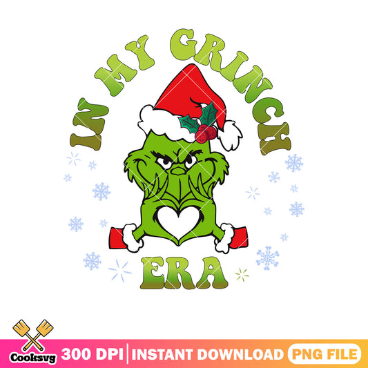 In my grinch love christmas era png, In my grinch era png, grinch head png