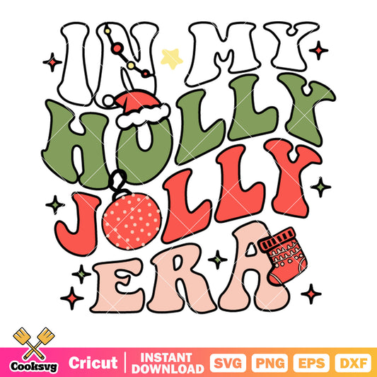 In my holly jolly era svg, christmas sock svg, string lines svg