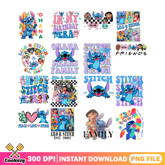 In my stitch era png bundle, stitch family png, stitch lilo png